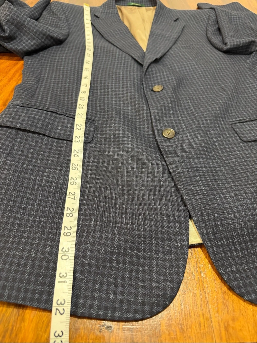 Kingsridge Wool Silk Sport Coat Men's 42R Blue Check Blazer Classic Preppy